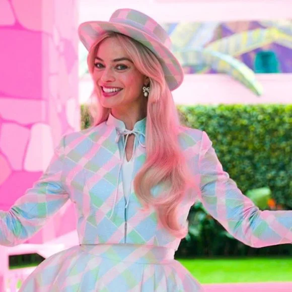 NWT Barbie Movie Pink Cowboy Blue Plaid Gold Jumpsuit Girls Halloween Co… - Picture 8 of 15